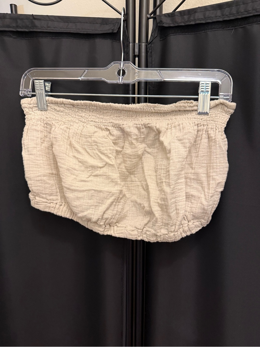 Women's Smocked Tube Top in Light Beige